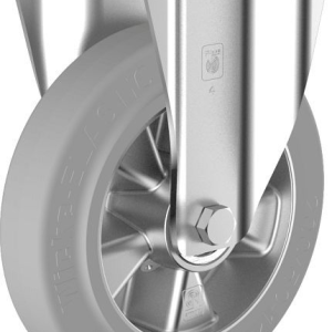 Roue fixe ferme Wicke avec pneus Wicke-ELASTIC® gris non farineux sur jantes en aluminium moulé sous pression de haute qua...
