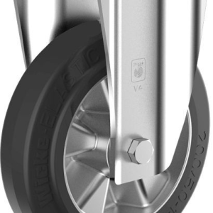Roue fixe solide Wicke avec pneus Wicke-ELASTIC® noirs sur jante en aluminium moulé sous pression de haute qualité DE BBG...