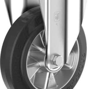 Roue fixe solide Wicke avec pneus noirs Wicke-ELASTIC® sur jantes en aluminium moulé sous pression de haute qualité DE B 1...