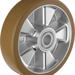 Roue haute résistance Wicke avec pneus en polyuréthane brun Topthane® 92 Shore sur jante en aluminium moulé sous pression...