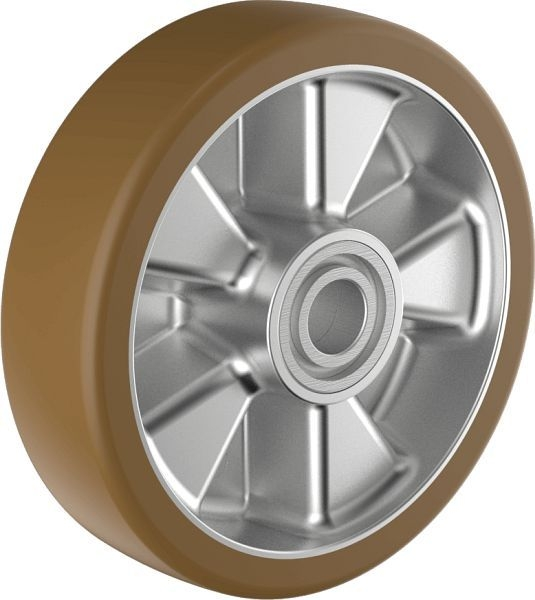 Roue haute résistance Wicke avec pneus en polyuréthane brun Topthane® 92 Shore sur jante en aluminium moulé sous pression...