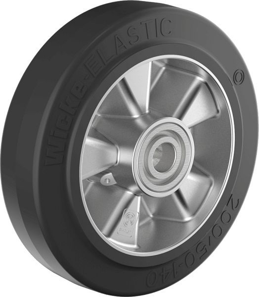Roue haute résistance Wicke avec pneus Wicke-ELASTIC® noirs sur jante en aluminium moulé sous pression de haute qualité DE...