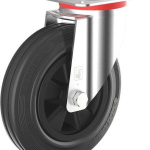 Roue pivotante en caoutchouc rempli Wicke avec pneus en caoutchouc standard noirs montés sur une jante en plastique GK L 4...