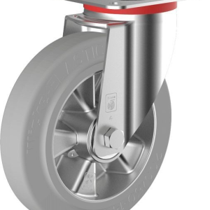 Roue pivotante costaud Wicke avec pneus gris Wicke-ELASTIC® non farineux sur jantes en aluminium moulé sous pression de ha...