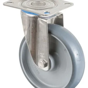 Rouleau de transport en inox BS rollers largeur 35 mm Ø125 mm jusqu'à 100 kg pneus thermoplastiques gris corps de...