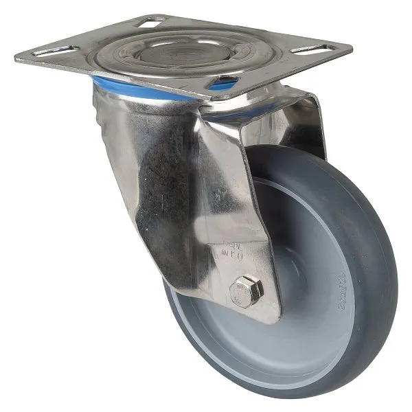 Rouleau de transport en inox BS rollers largeur 35 mm Ø125 mm jusqu'à 125 kg pneus thermoplastiques gris corps de...