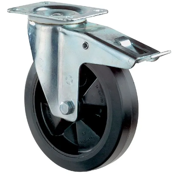 Rouleau de transport BS rollers avec frein largeur 30 mm Ø100 mm jusqu'à 140 kg bandages élastiques noirs rouleme...
