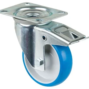 Rouleau de transport BS rollers avec frein largeur 30 mm Ø100 mm jusqu'à 125 kg polyuréthane bleu roulement à rou...