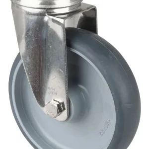 Rouleau de transport BS rollers inox largeur 35 mm Ø125 mm jusqu'à 100 kg pneus thermoplastique gris corps de rou...