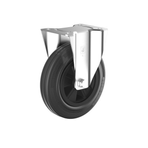 Roulette fixe en caoutchouc plein Wicke avec pneus en caoutchouc standard noirs montés sur une jante en plastique GK B 1/1...