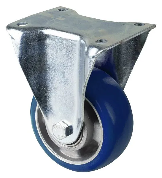 Roulette fixe pour charges lourdes BS Wheels roue en polyuréthane 83 Shore jante en aluminium roulement à billes platine d...