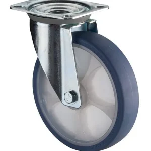 Roulette de transport pivotante BS Rollers roue en caoutchouc thermoplastique bandage bleu évident jante naturelle rouleme...