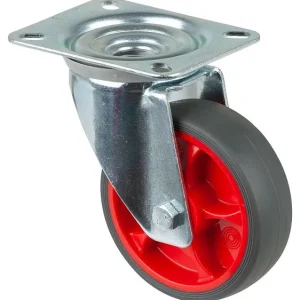 Roulette de transport pivotante BS Rollers roue en caoutchouc thermoplastique pneu gris roulement à rouleaux plaque diamèt...