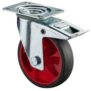 Roulette de transport à roulettes BS roulette pivotante avec frein roue en caoutchouc thermoplastique pneu gris roulement...