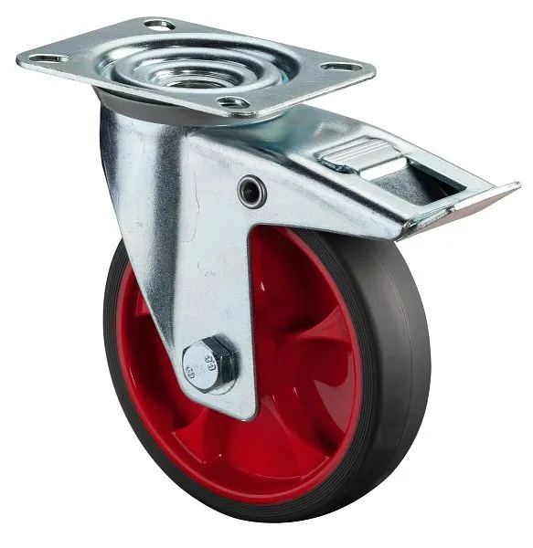 Roulette de transport à roulettes BS roulette pivotante avec frein roue en caoutchouc thermoplastique pneu gris roulement...
