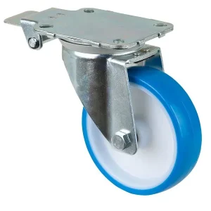 Roulettes BS Roulette pivotante avec frein central roue polyuréthane jante plastique roulement à rouleaux platine diamètre...