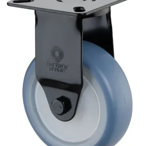 BS wheel roulette fixe noire roue en caoutchouc thermoplastique bleu évident jante naturelle roulement à billes plaque dia...
