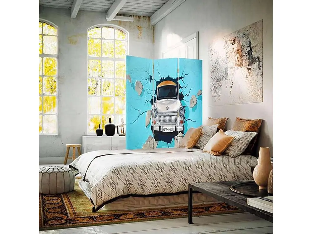 Paravent trabant une voiture 3 volets - 110 x 150 cm - 2 faces R° V°