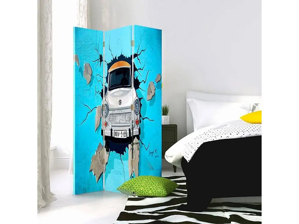 Paravent trabant une voiture 3 volets - 110 x 150 cm - 2 faces R° V°