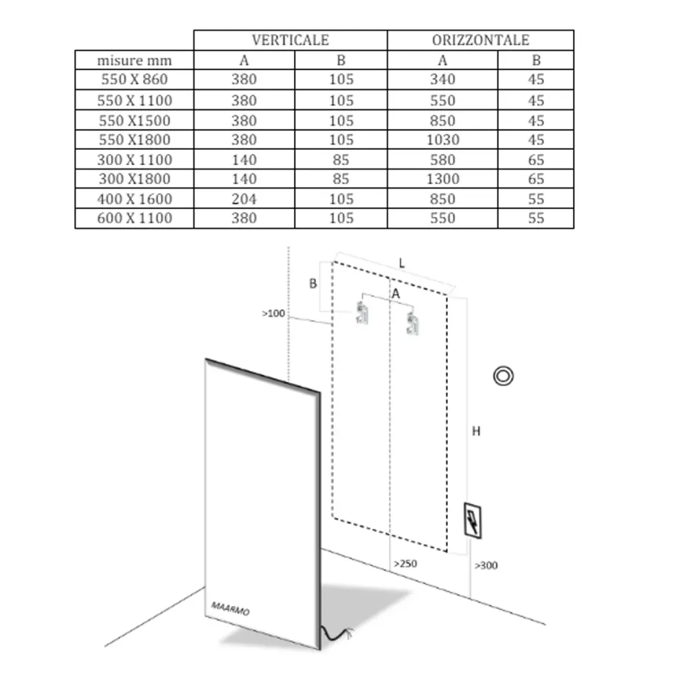 Radiateur électrique à plaque modèle Perfetto 110x30 cm - Blanc