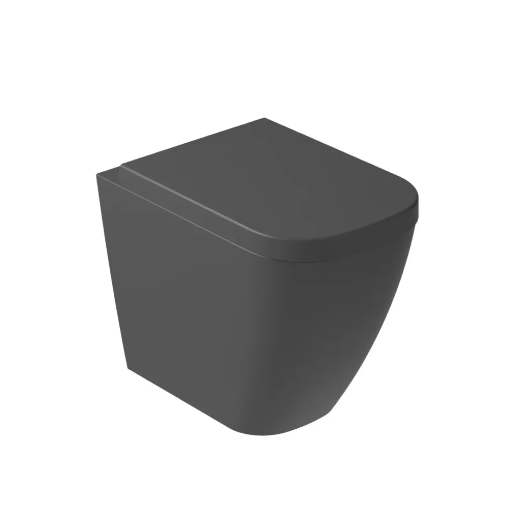Vaso filomuro 55x35 cm série MEG11PRO de Ceramica Galassia avec siège enveloppant moelleux close - Noir Mat