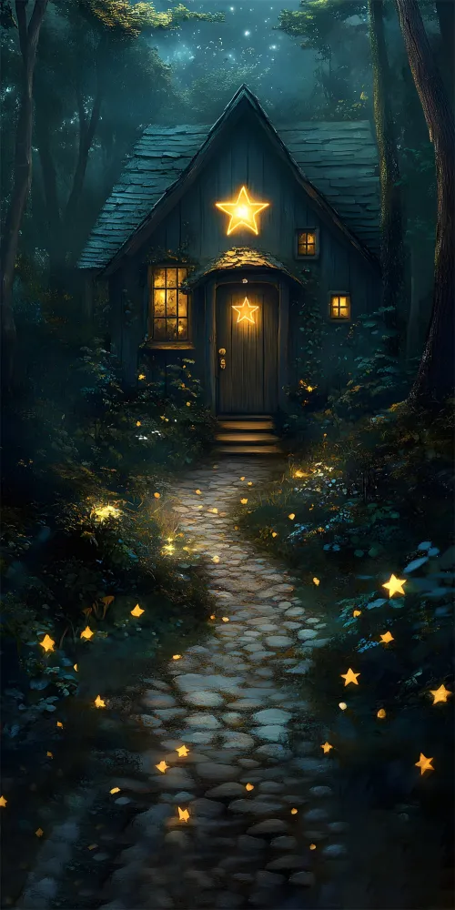 Toile de Fond Chemin de Pierre sous Nuit Étoilée en êt RR8-403 | Résistant aux UV | Anti-déchirure