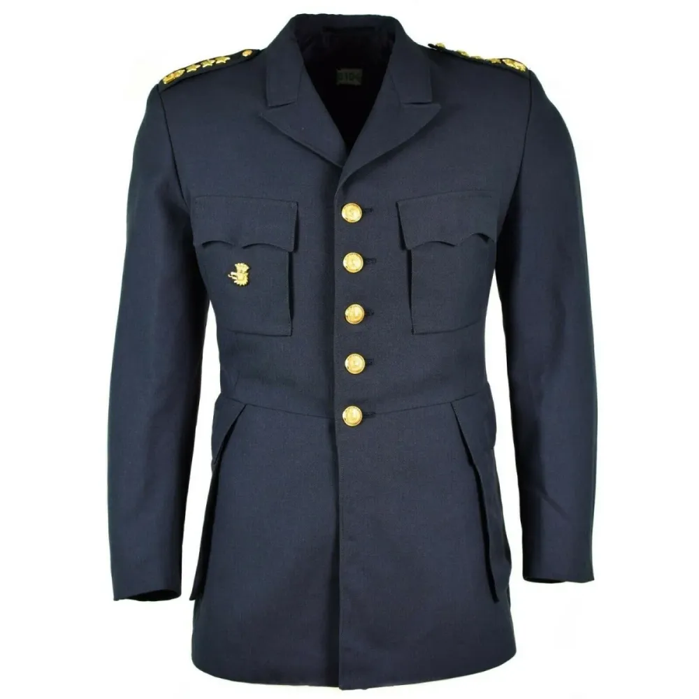 Véritable uniforme de parade bleu d'infanterie de l'armée suédoise, veste de tenue militaire suédoise Coffre rigide 45L