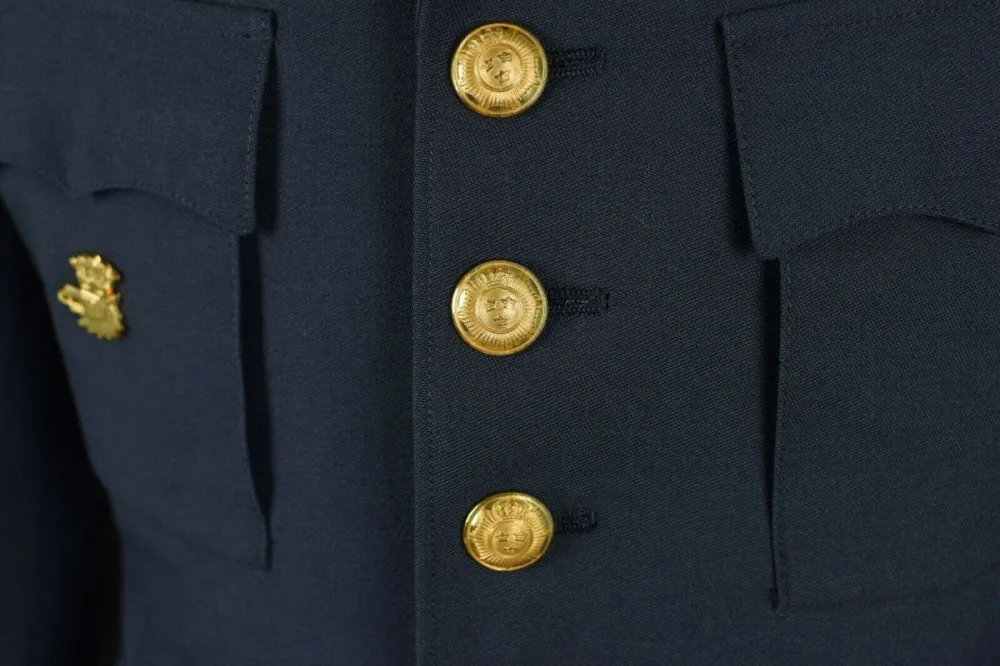 Véritable uniforme de parade bleu d'infanterie de l'armée suédoise, veste de tenue militaire suédoise Coffre rigide 45L