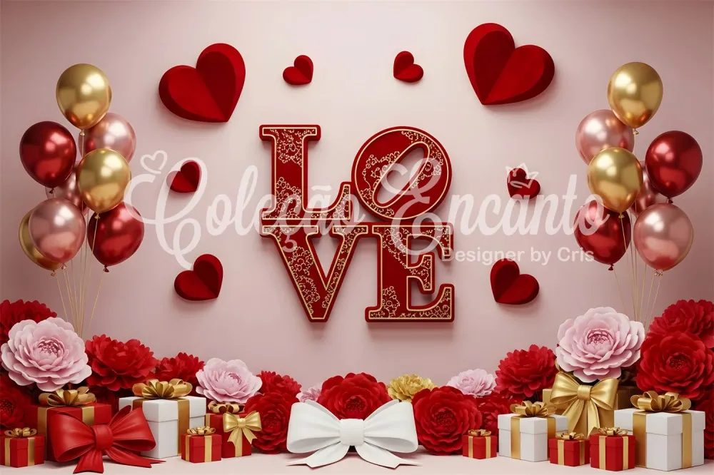 Certifié CE Toile de fond Saint Valentin Ballons Cadeaux Romantiques Par Magali
