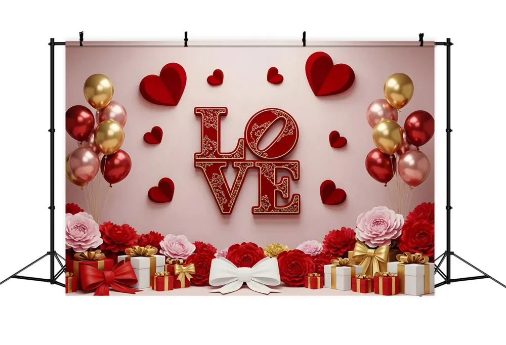 Certifié CE Toile de fond Saint Valentin Ballons Cadeaux Romantiques Par Magali