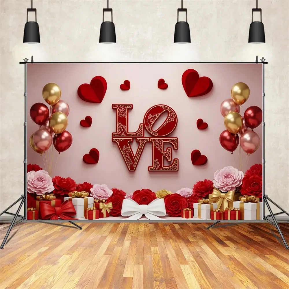 Certifié CE Toile de fond Saint Valentin Ballons Cadeaux Romantiques Par Magali