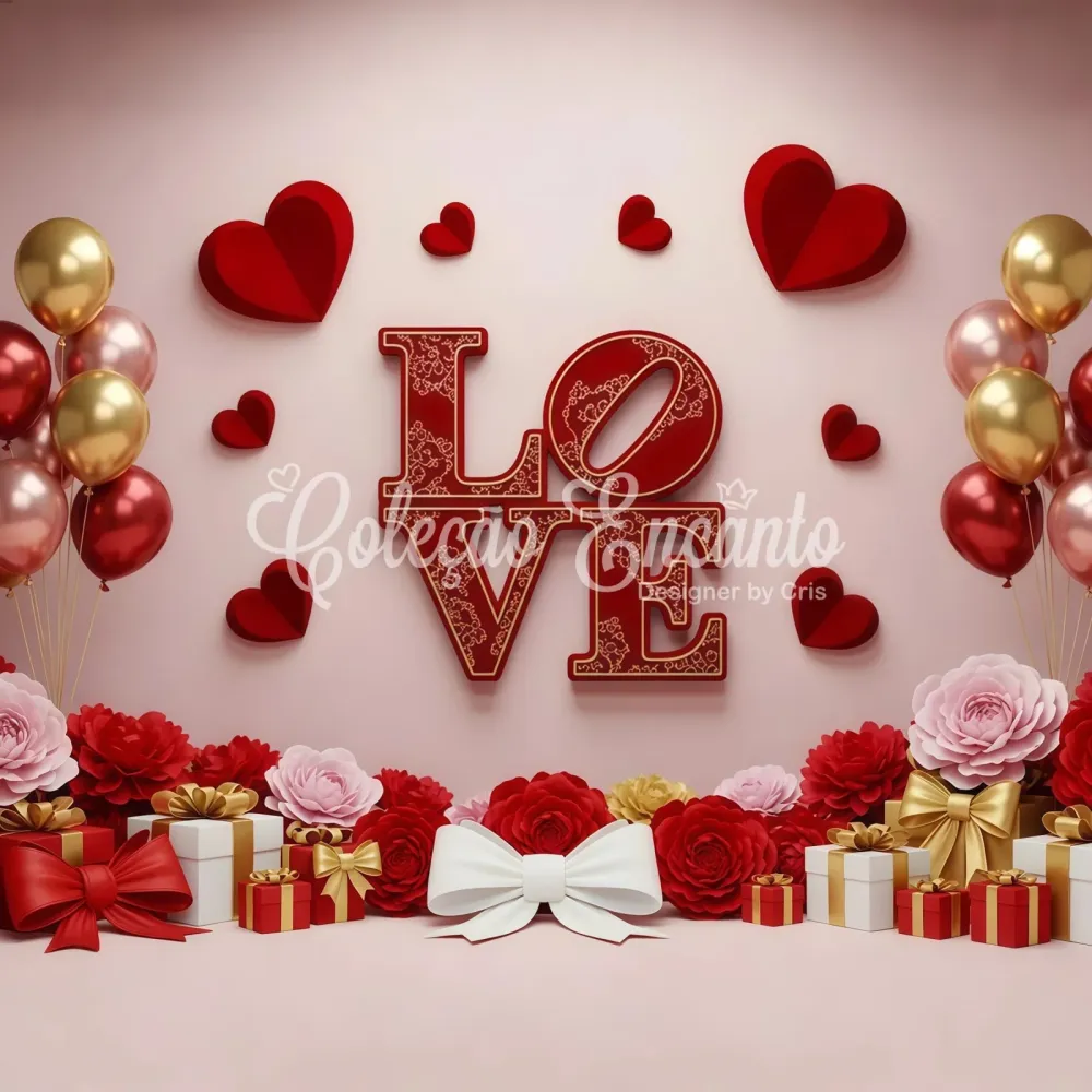 Certifié CE Toile de fond Saint Valentin Ballons Cadeaux Romantiques Par Magali