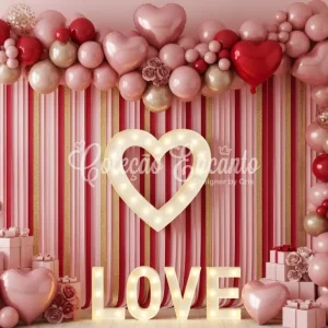 Fond pour la Saint-Valentin Cœur en ballons rayés Fond pour la Saint-Valentin par Magali avec mousses incluses