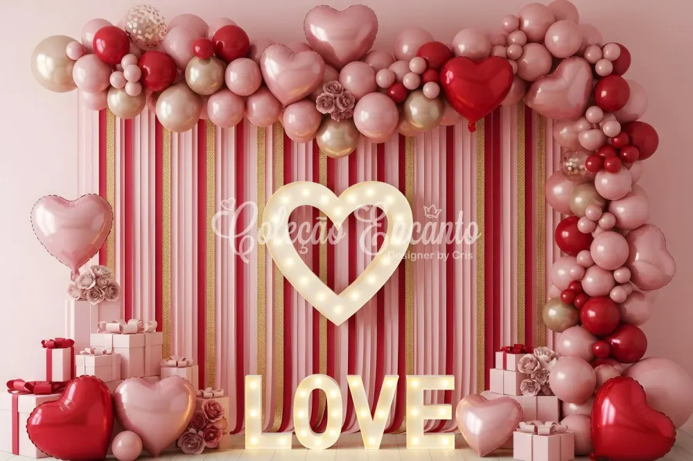 Fond pour la Saint-Valentin Cœur en ballons rayés Fond pour la Saint-Valentin par Magali avec mousses incluses