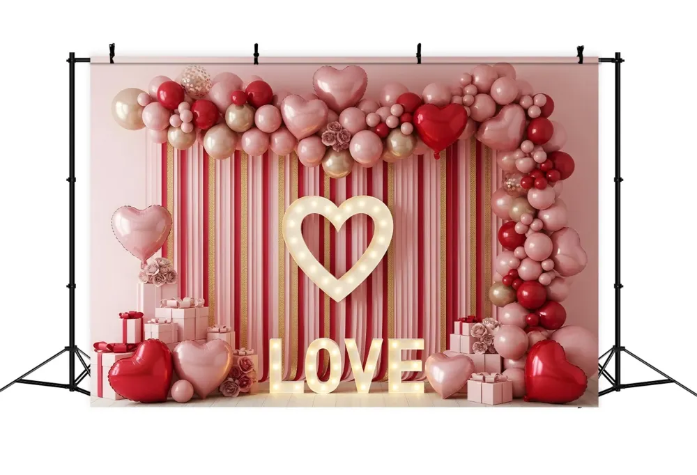 Fond pour la Saint-Valentin Cœur en ballons rayés Fond pour la Saint-Valentin par Magali avec mousses incluses