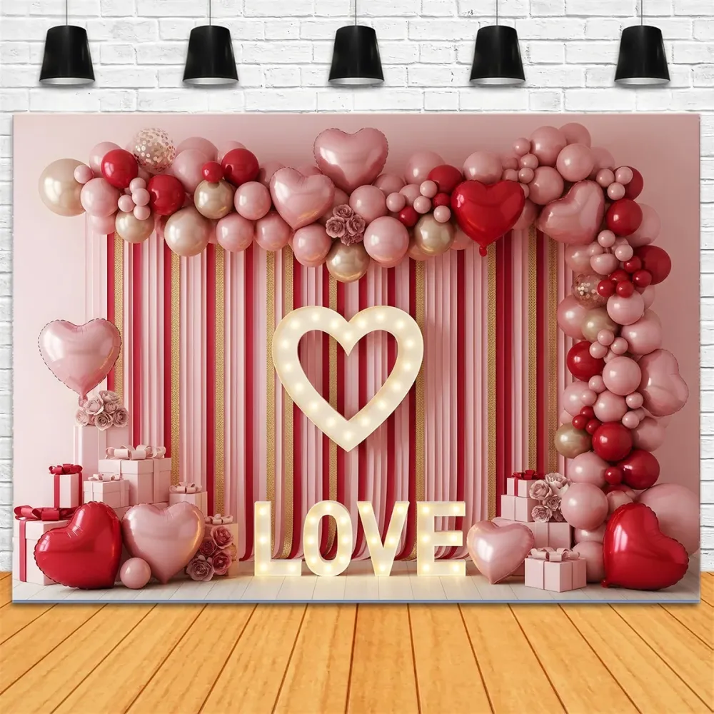 Fond pour la Saint-Valentin Cœur en ballons rayés Fond pour la Saint-Valentin par Magali avec mousses incluses