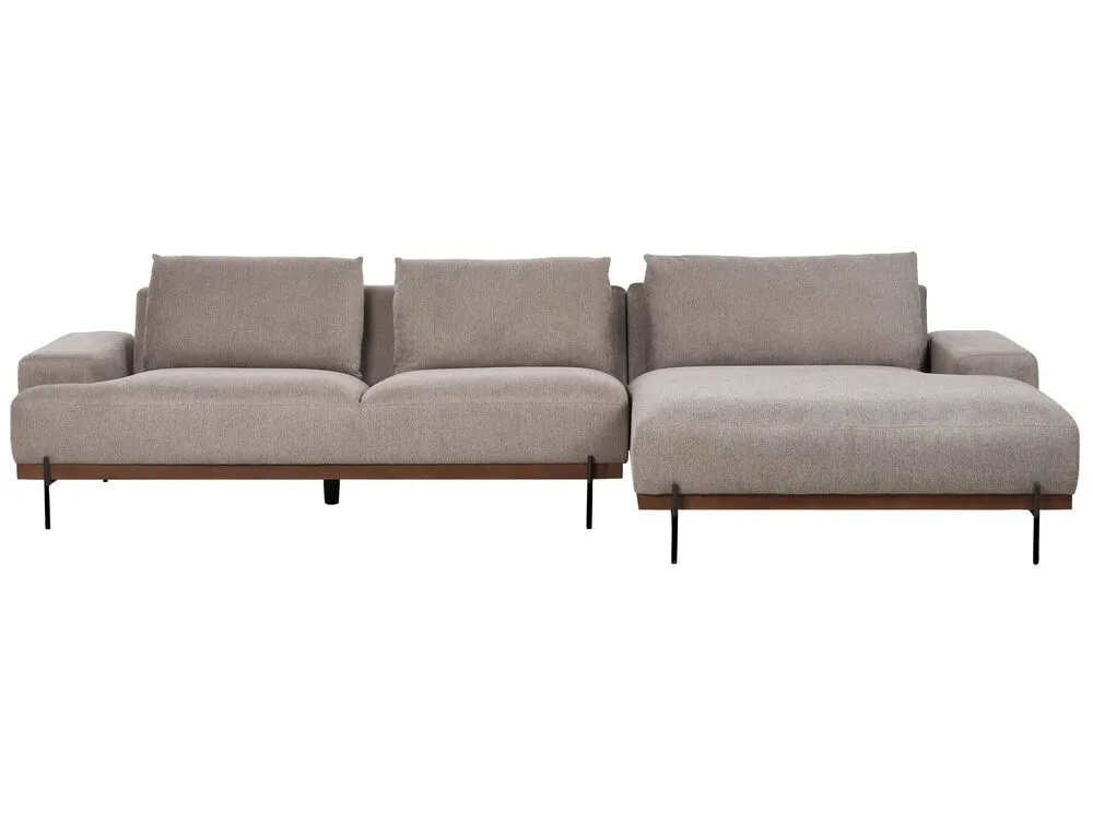 Left Hand Corner Fabric Sofa Light Brun MARIFERD