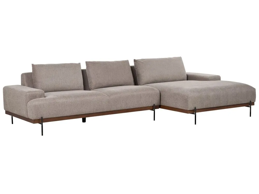Left Hand Corner Fabric Sofa Light Brun MARIFERD
