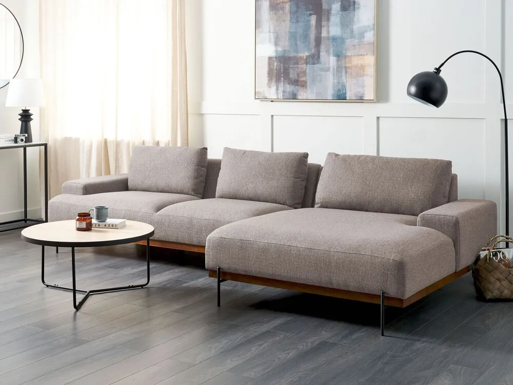 Left Hand Corner Fabric Sofa Light Brun MARIFERD