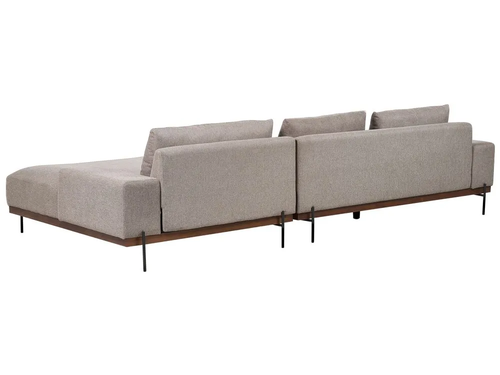Left Hand Corner Fabric Sofa Light Brun MARIFERD