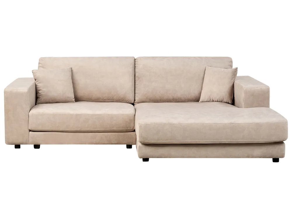 Left Hand 3 Seater Tissu doux Corner Sofa Beige LOFOTEN