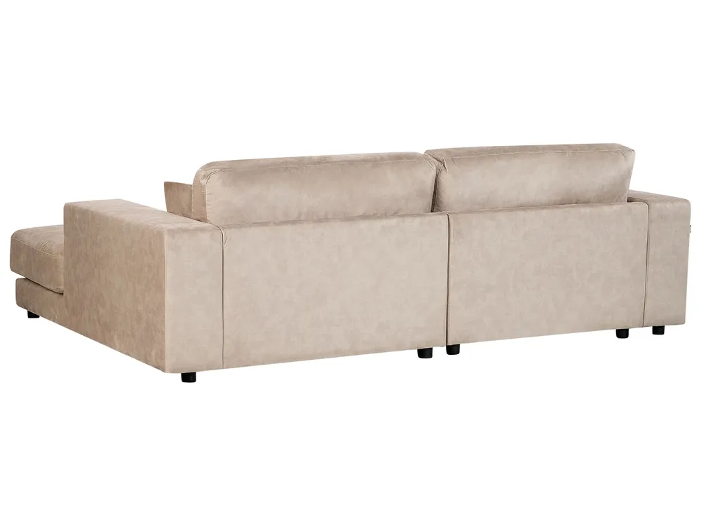 Left Hand 3 Seater Tissu doux Corner Sofa Beige LOFOTEN