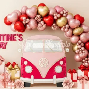 Racing Fond pour la Saint-Valentin Cœur en ballons Camion de cadeaux Fond pour la Saint-Valentin par Magali