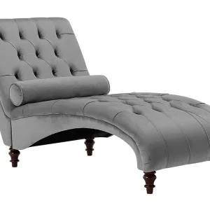 Velours Chaise Lounge Light Grey MURET