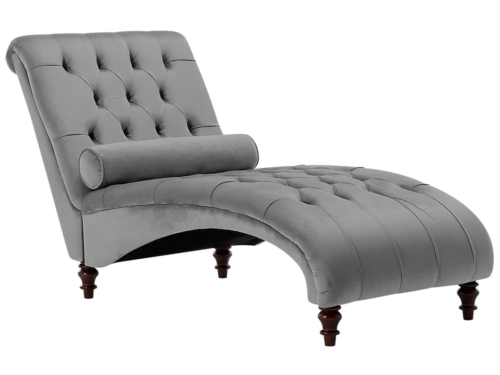Velours Chaise Lounge Light Grey MURET