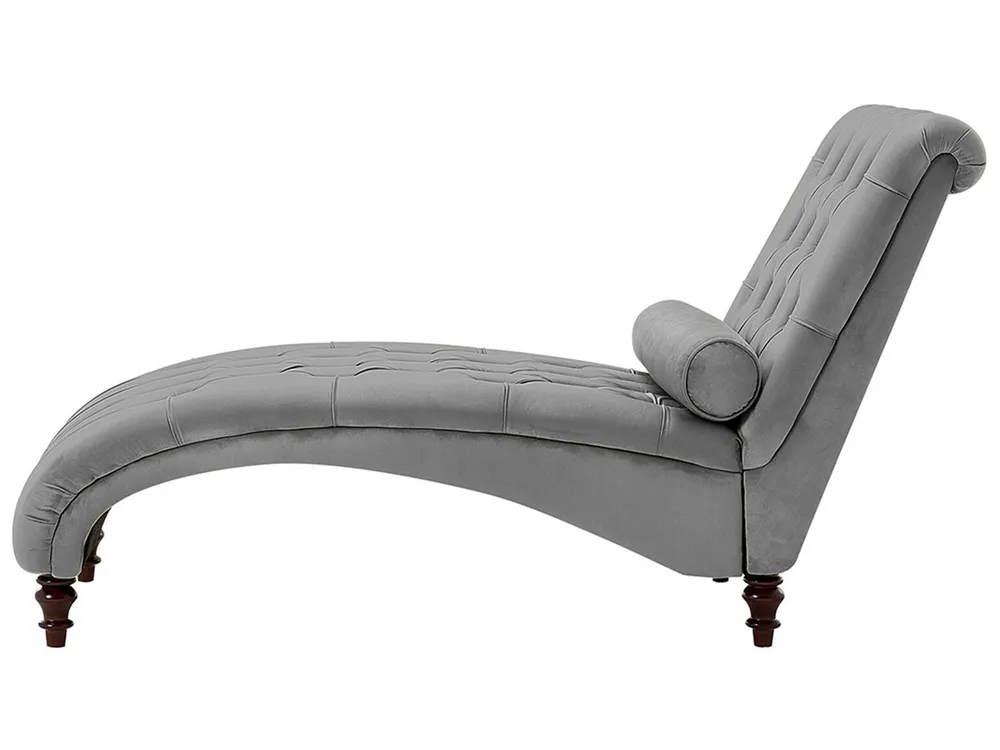 Velours Chaise Lounge Light Grey MURET
