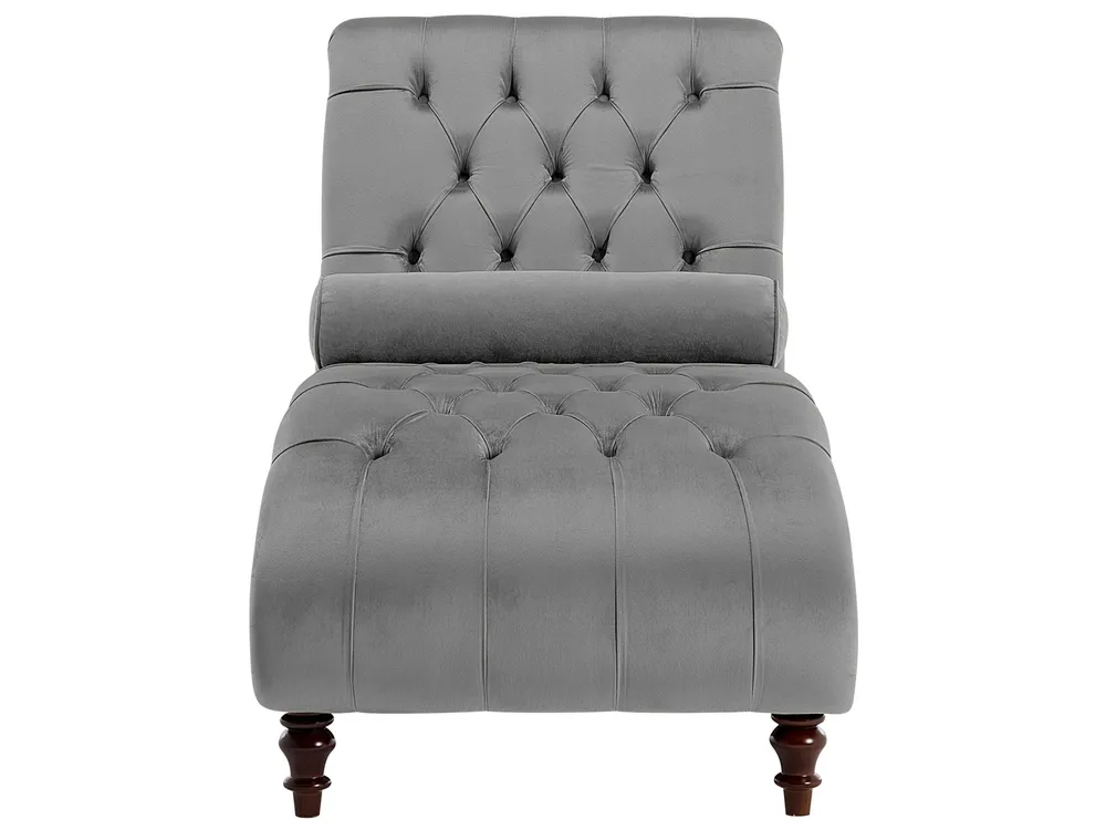 Velours Chaise Lounge Light Grey MURET