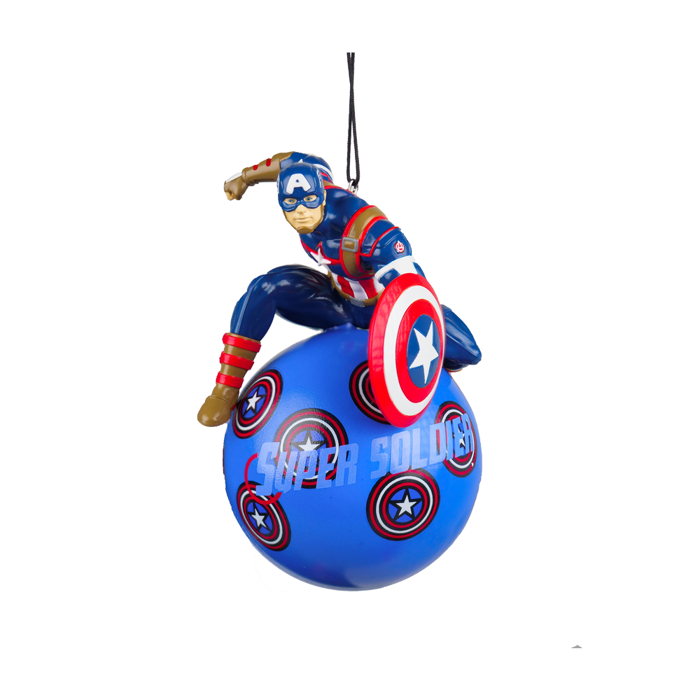 Amortisseur arrière Suspension de Noël : boule en résine Captain America 3D - H.13cm