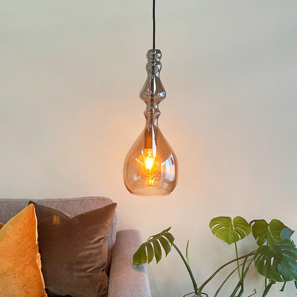 Certifié OEM Dyberg Larsen Lea suspension en verre, gris fumée