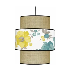 Chaîne de transmission CHENNAI - Suspension cylindrique tissu paille multicolore